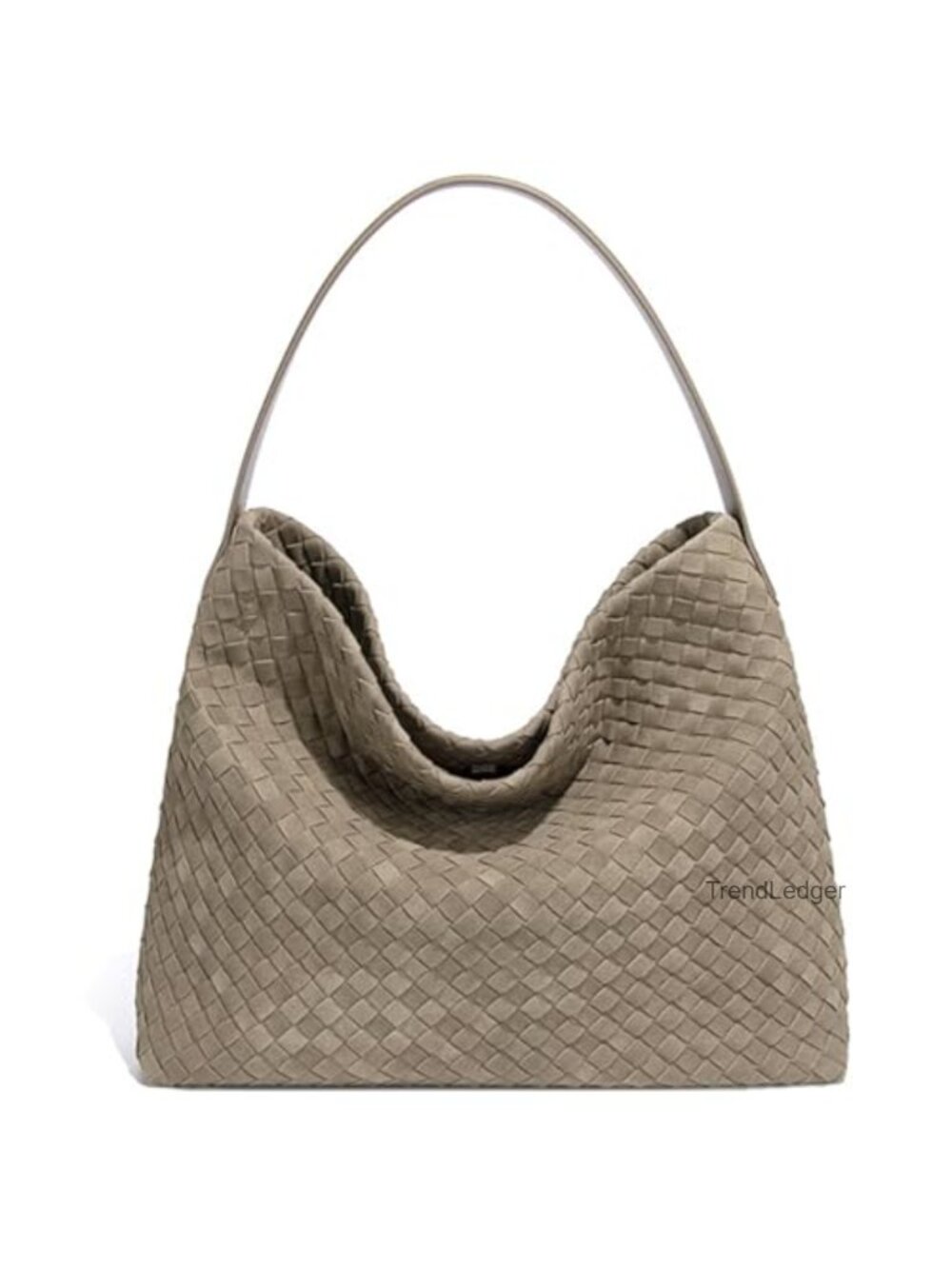 Woven Suede Hobo Bag Slouchy Shoulder Tote with Leather Crossbody Strap